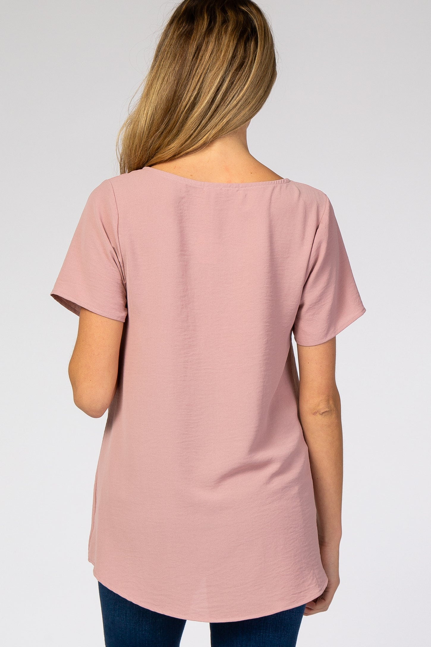 Dark Mauve Button Tie Front Maternity Top