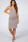 Taupe Sleeveless Ruched Fitted Maternity Dress