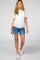 Blue Raw Hem Maternity Denim Shorts