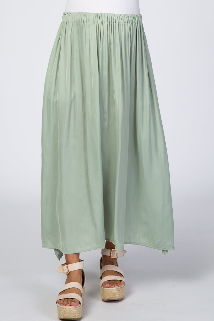Sage Side Slit Maternity Maxi Skirt