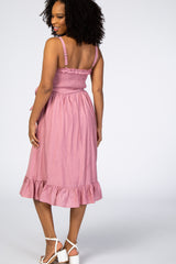 Pink Ruffle Smocked Dress