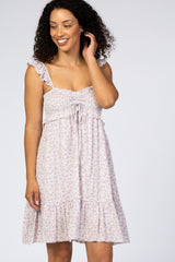 Lavender Floral Ruffle Sleeveless Mini Dress