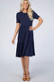 Navy Blue Ribbed Tiered Dress