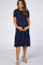 Navy Blue Ribbed Tiered Maternity Dress