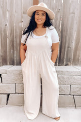 Beige Linen Overalls