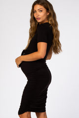 Black Tie Waist Maternity Dress