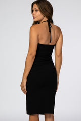 Black Halter Neck Maternity Dress