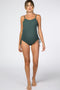 Green Ribbed Side Tie One-Piece Maternity Swimsuit