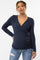Navy Blue Brushed Knit Wrap Front Maternity Top