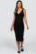 Black Sleeveless Ribbed Knit Fitted Maternity Dress