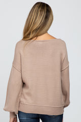 Mocha Boat Neck Bubble Sleeve Maternity Sweater