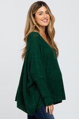 Forest Green Speckled Oversized Maternity Sweater