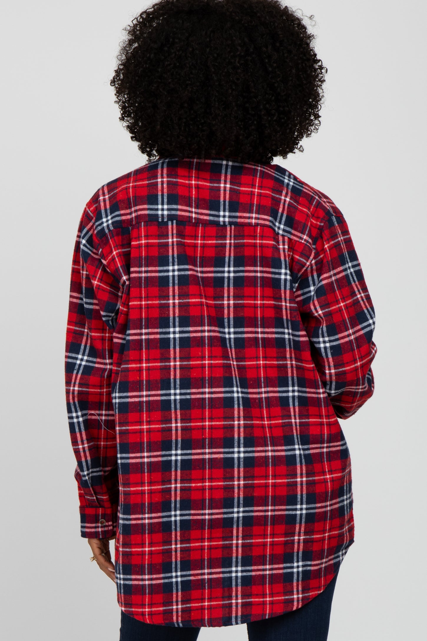 Red Plaid Button Up Flannel Top