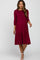 Burgundy Tiered Ribbed 3/4 Sleeve Maternity Midi Dress