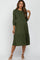 Olive Tiered Ribbed 3/4 Sleeve Maternity Midi Dress