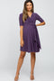 Plum Waist Tie Maternity Nursing Dress