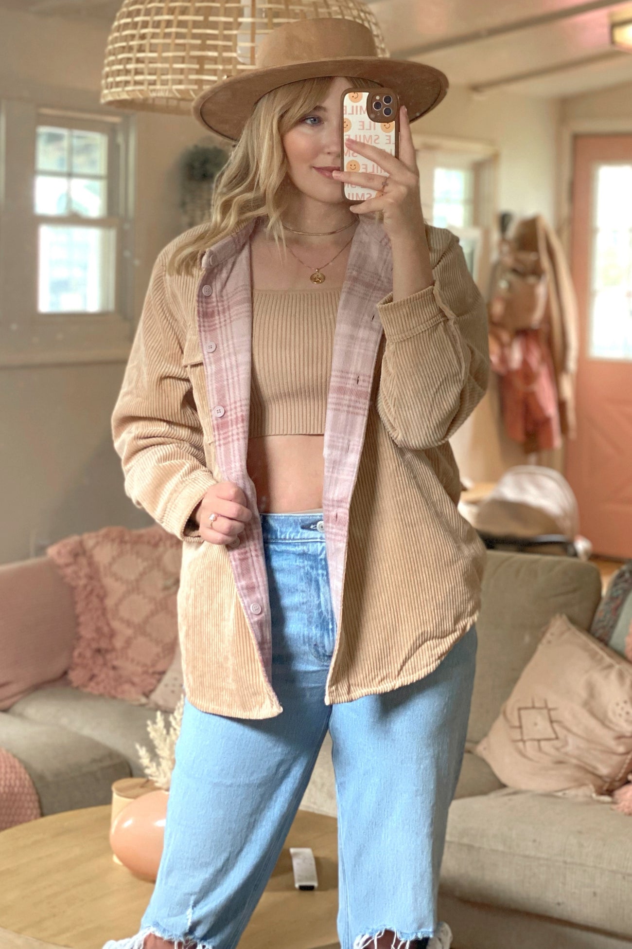 Camel Reversible Shirt Jacket