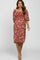 Rust Floral Square Neck Smocked Maternity Midi Dress