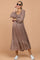 Rust Printed Sweetheart Neck Maternity Dress