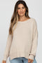 Beige Exposed Seam Side Slit Maternity Sweater
