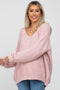 Light Pink V-Neck Soft Maternity Sweater