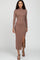 Mocha Ribbed Mock Neck Side Slit Maxi Dress