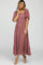 Mauve Floral Smocked Square Neck Midi Dress