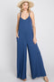 Blue Cross Back Wide Leg Jumpsuit