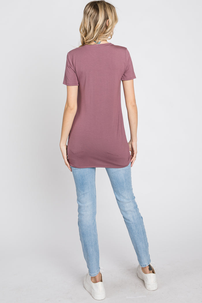 Mauve Basic Short Sleeve Top