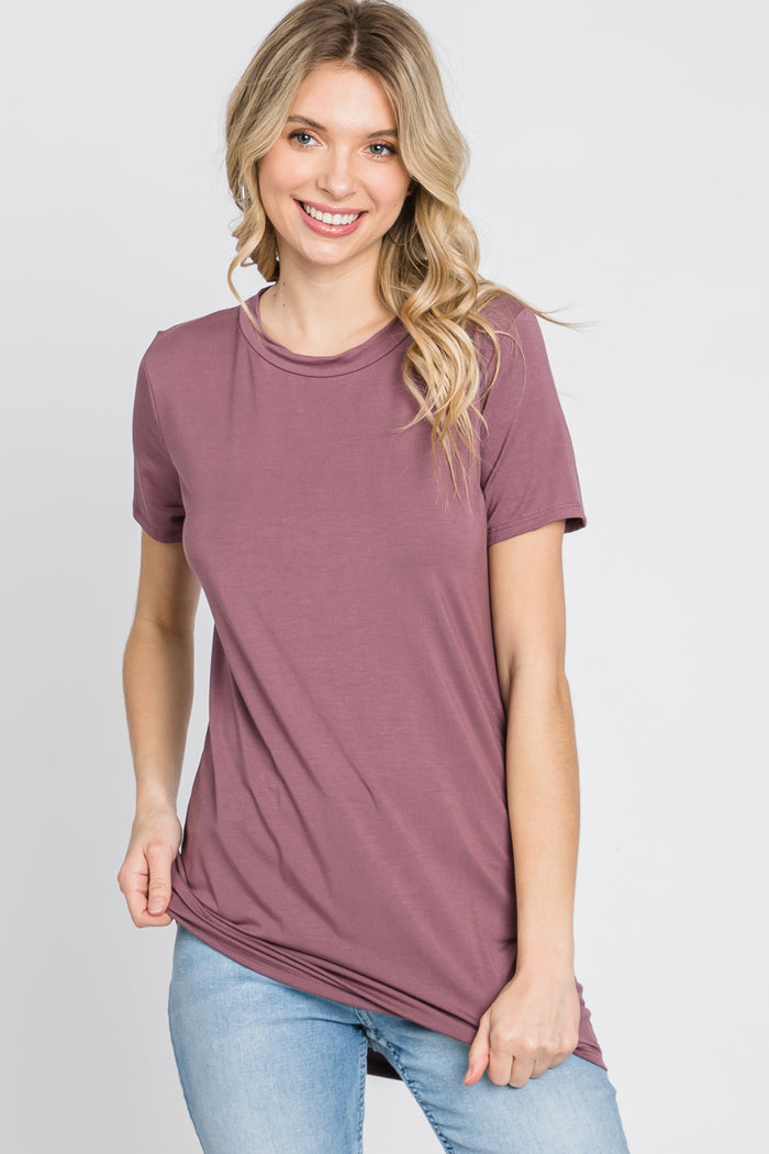 Mauve Basic Short Sleeve Top