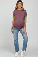 Mauve Basic Short Sleeve Maternity Top
