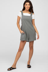 Olive Square Neck Elastic Strap Maternity Romper