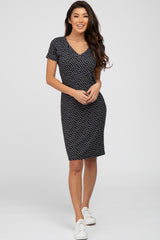 Black Ditsy Floral V-Neck Maternity Dress