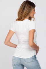 White Basic Short Sleeve Maternity Fitted Top