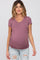 Dark Mauve Basic Short Sleeve Maternity Fitted Top