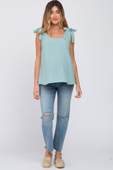 Mint Green Shoulder Bow Maternity Tank Top