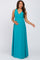 Turquoise V-Neck Sleeveless Maternity Maxi Dress