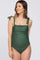 Olive Shoulder Tie Maternity One-Piece Swimsuit