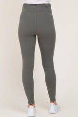 Light Olive Crossover Waist Maternity Leggings