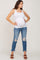 Blue Open Knee Fringe Hem Maternity Straight Leg Jeans