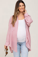 Pink Lightweight Sheer Button Down Blouse