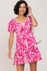 Fuchsia Floral Tiered Dress