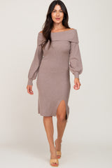 Mocha Off Shoulder Sweater Dress