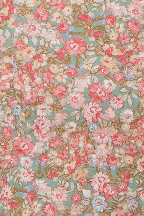 floral print maternity dress in pastel colors with a soft, flowing fabric