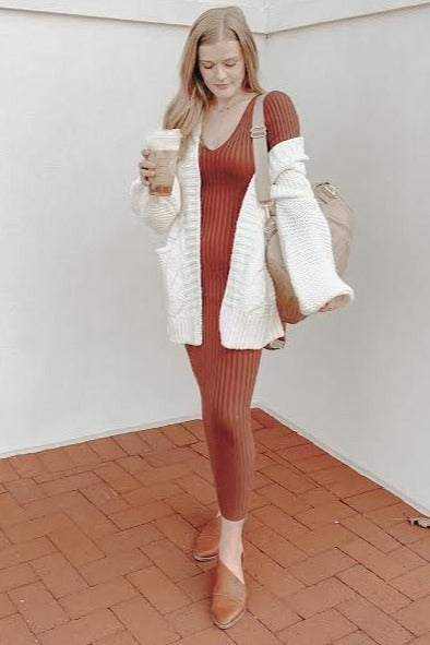 Cream Cable Knit Front Pocket Cardigan