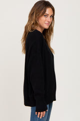Black Ribbed Trim Sweater