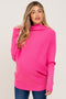 Pink Funnel Neck Dolman Sleeve Maternity Sweater