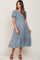 Blue Floral Smocked Maternity Midi Dress