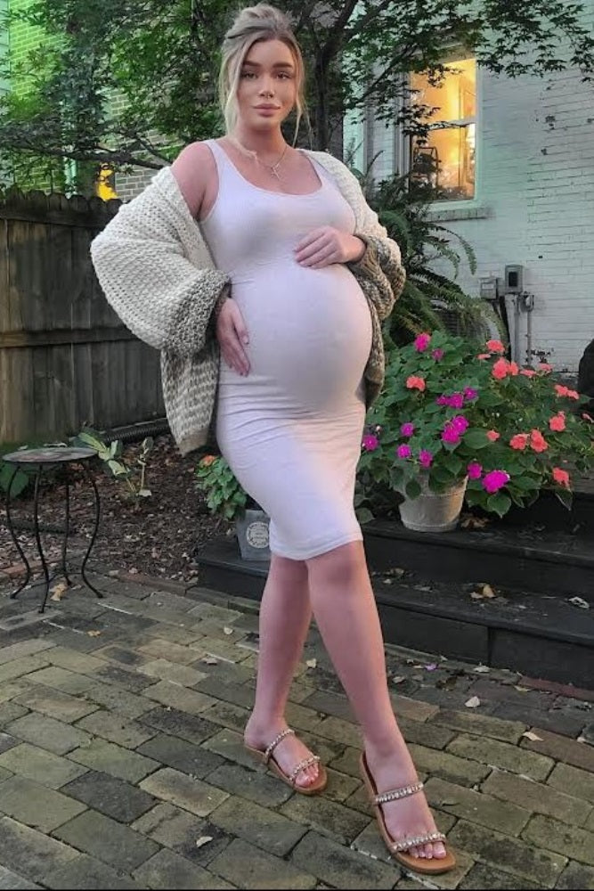 Olive Open Knit Color Block Maternity Cardigan