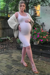 Olive Open Knit Color Block Maternity Cardigan